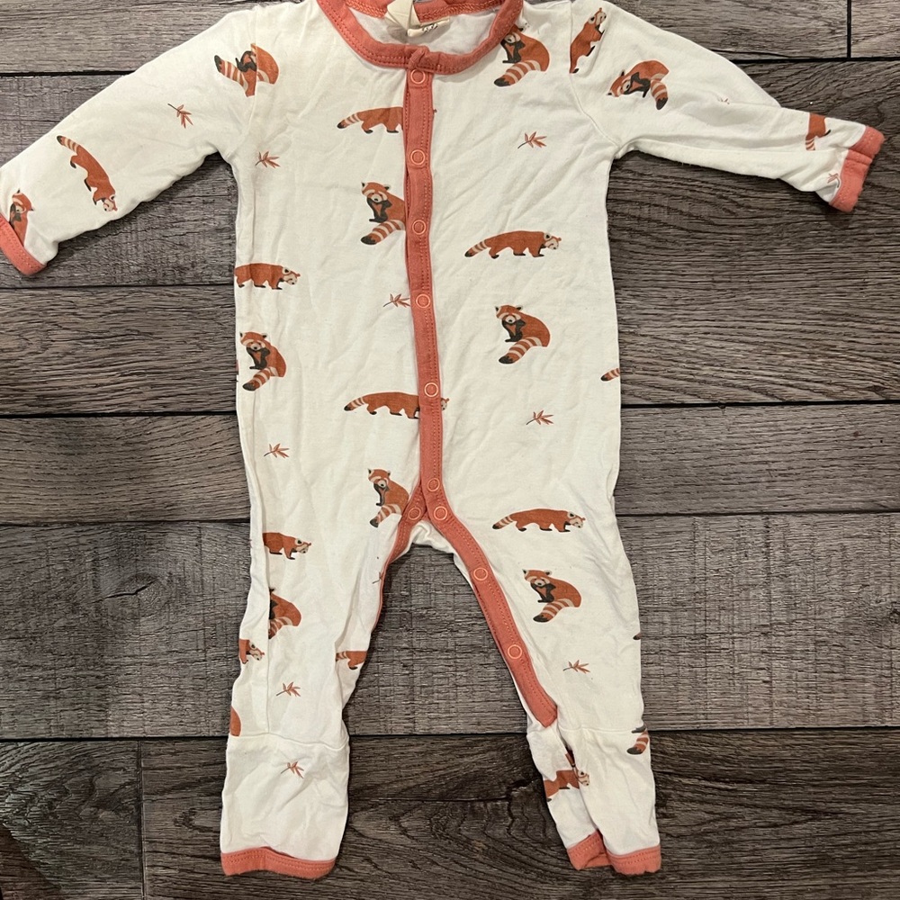 Kyte Baby red panda snap romper 0-3 months